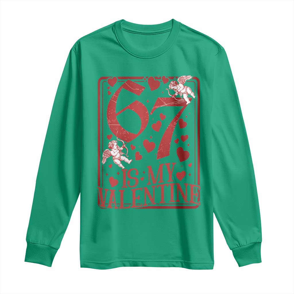 67 Valentines Playing Card Long Sleeve Shirt Funny Six Seven Relationship Meme - Wonder Print Shop