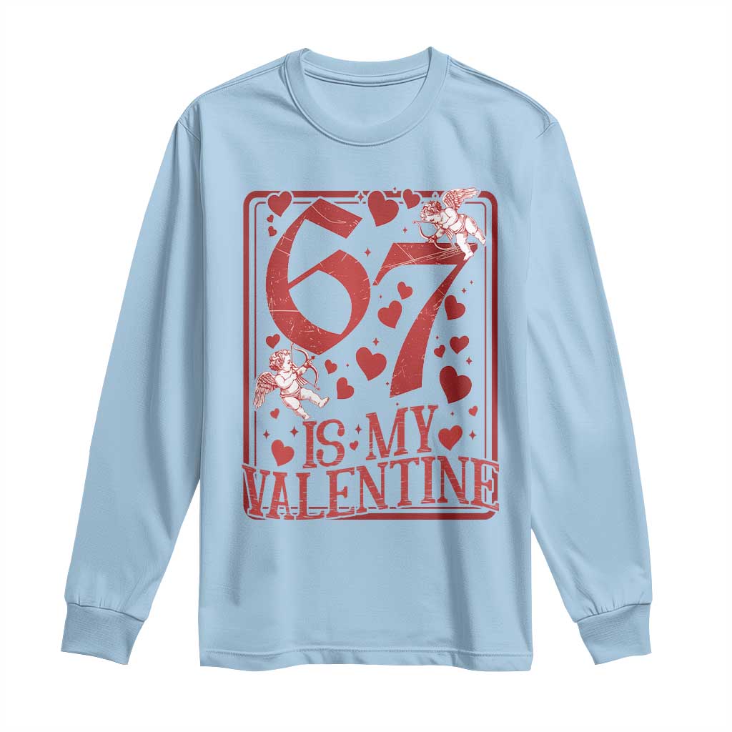 67 Valentines Playing Card Long Sleeve Shirt Funny Six Seven Relationship Meme - Wonder Print Shop