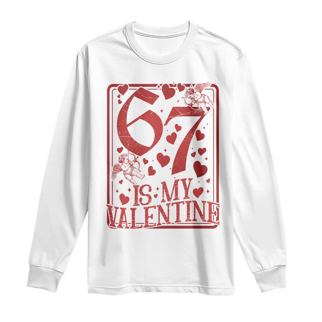 67 Valentines Playing Card Long Sleeve Shirt Funny Six Seven Relationship Meme - Wonder Print Shop