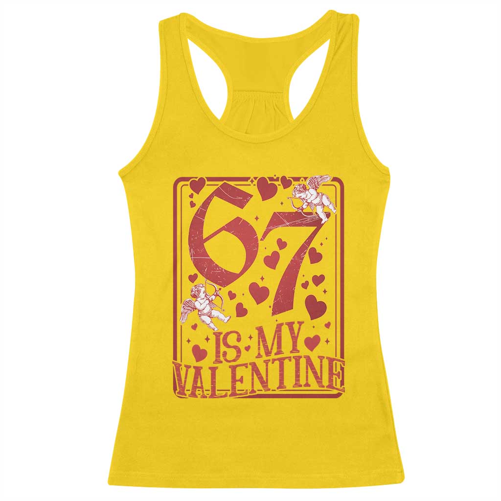 67 Valentines Playing Card Racerback Tank Top Funny Six Seven Relationship Meme - Wonder Print Shop