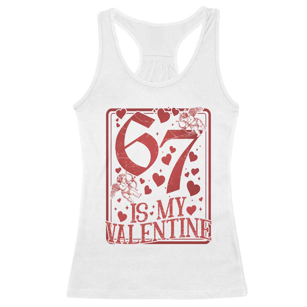 67 Valentines Playing Card Racerback Tank Top Funny Six Seven Relationship Meme - Wonder Print Shop