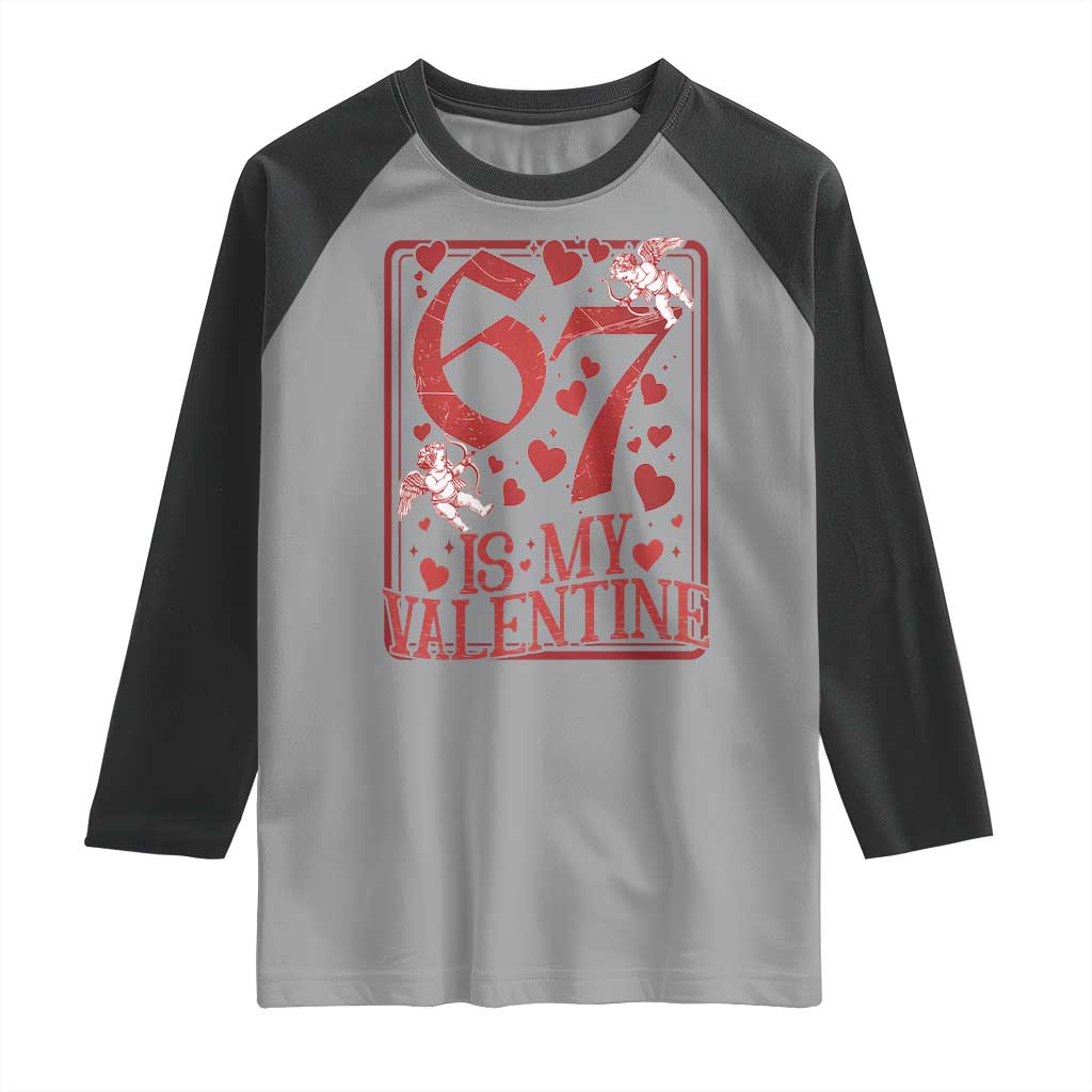 67 Valentines Playing Card Raglan Shirt Funny Six Seven Relationship Meme - Wonder Print Shop