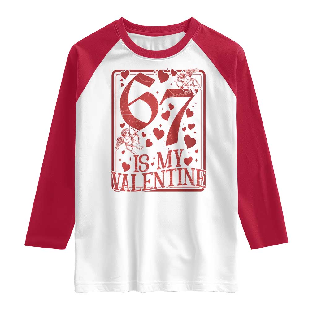 67 Valentines Playing Card Raglan Shirt Funny Six Seven Relationship Meme - Wonder Print Shop