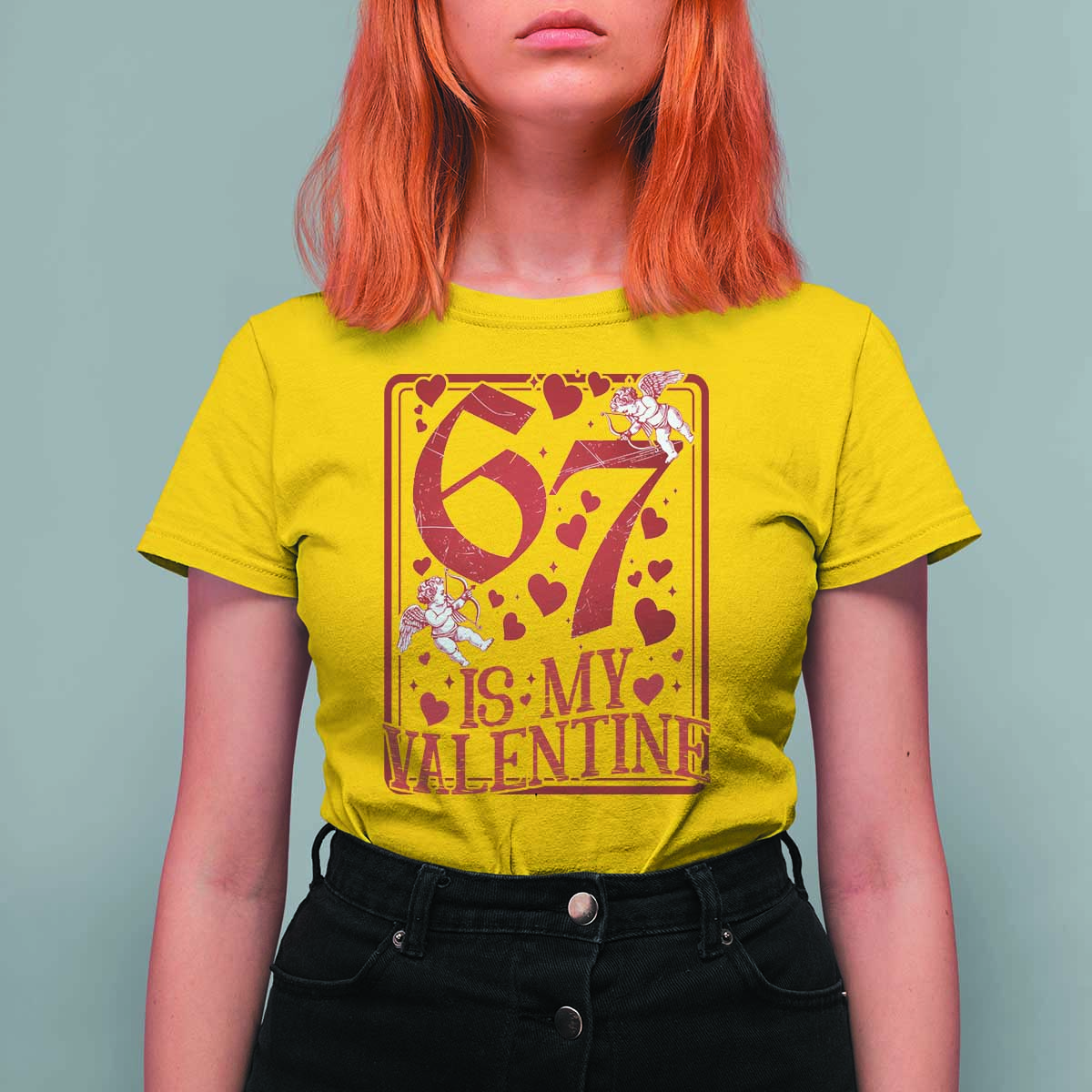 67 Valentines Playing Card T Shirt For Women Funny Six Seven Relationship Meme - Wonder Print Shop