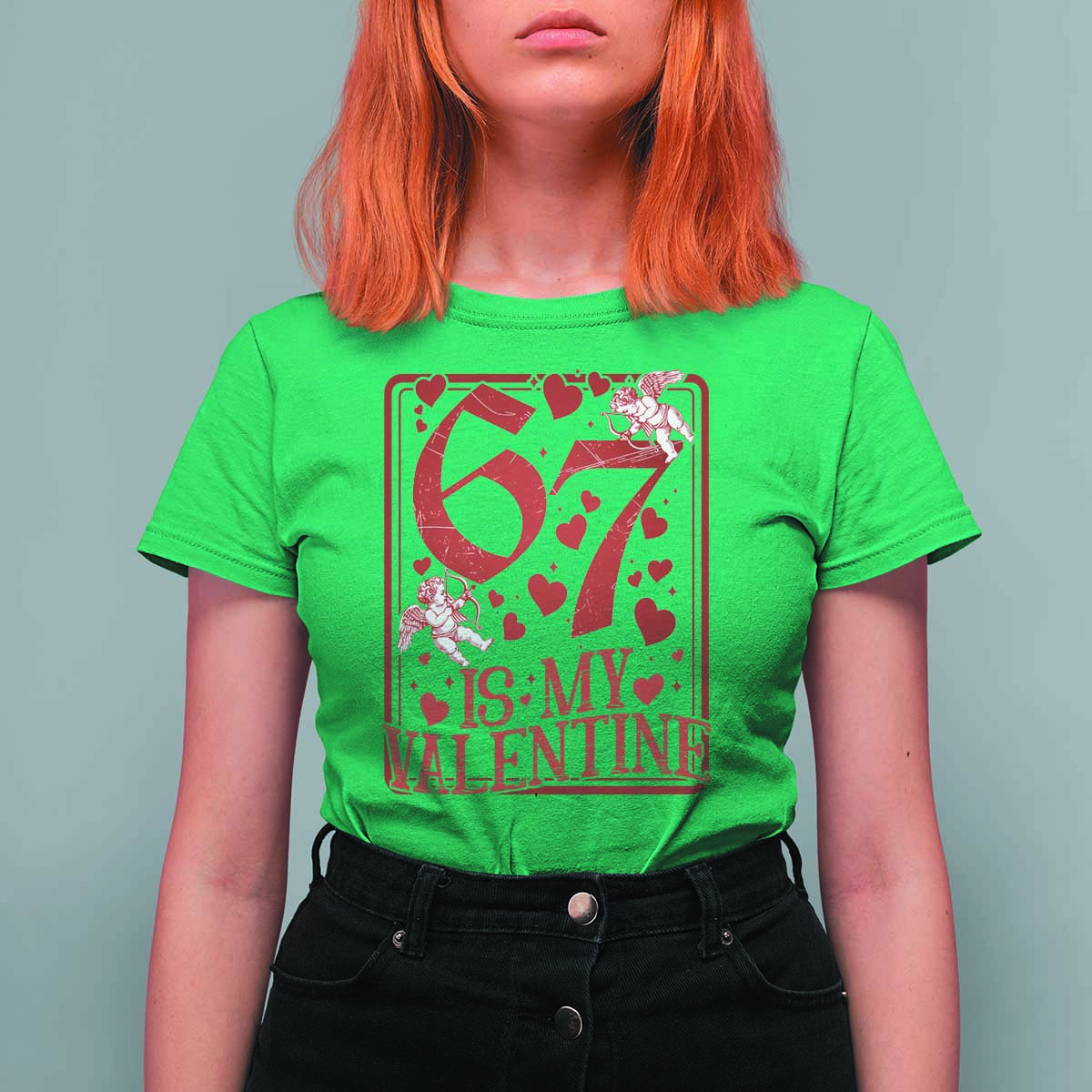 67 Valentines Playing Card T Shirt For Women Funny Six Seven Relationship Meme - Wonder Print Shop