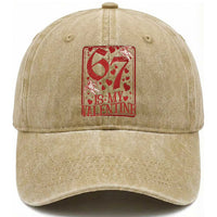 67 Valentines Playing Card Washed Cotton Baseball Cap Funny Six Seven Relationship Meme