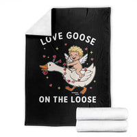 Funny Valentine Goose Throw Blanket Love Goose On The Loose - Wonder Print Shop