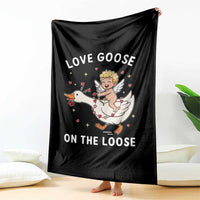 Funny Valentine Goose Throw Blanket Love Goose On The Loose - Wonder Print Shop