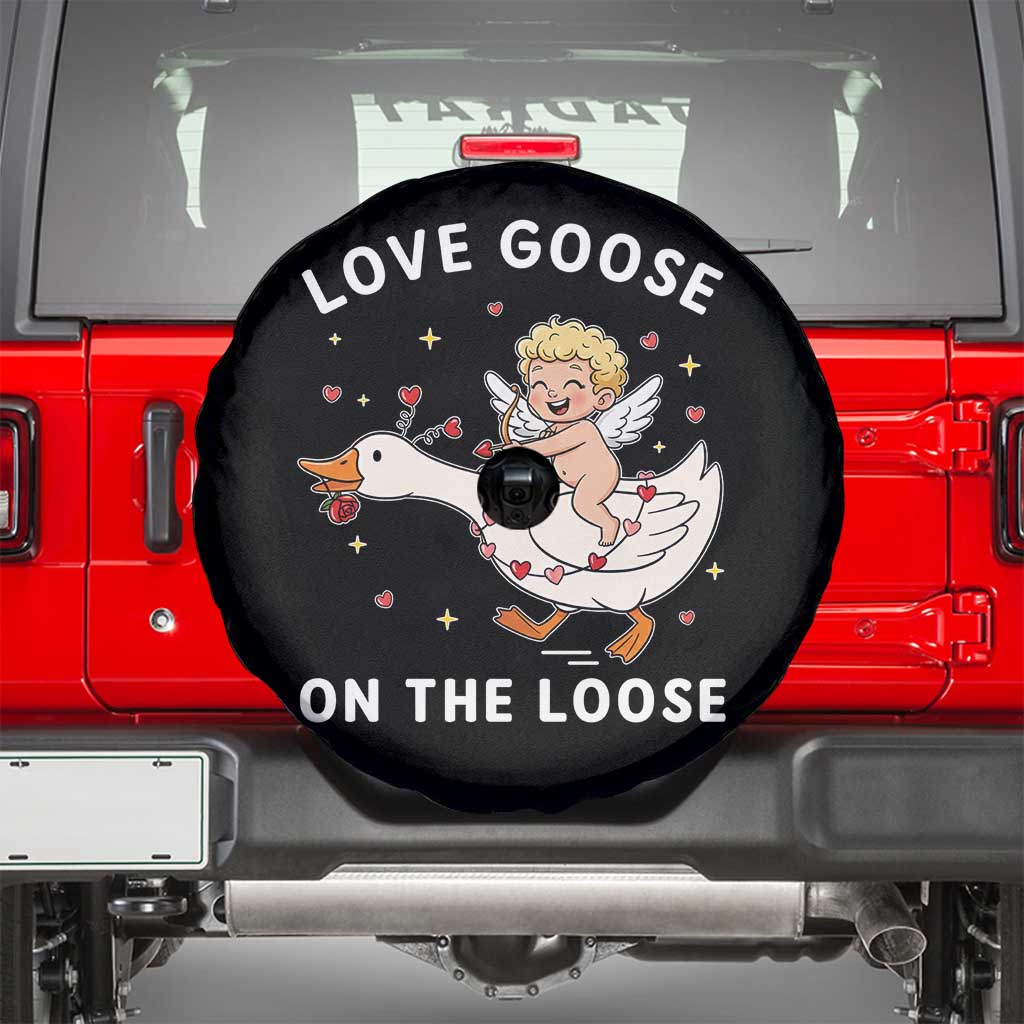 Funny Valentine Goose Spare Tire Cover Love Goose On The Loose - Wonder Print Shop