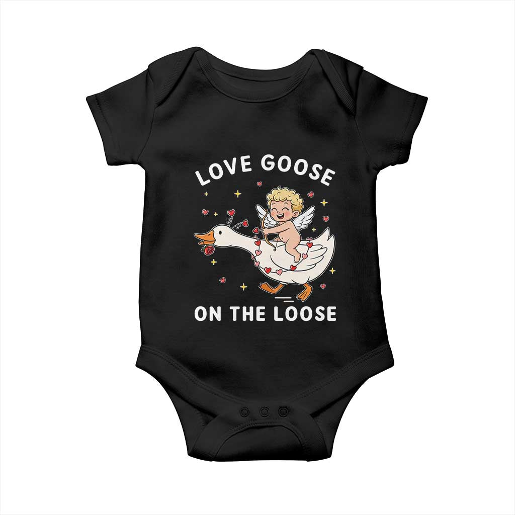 Funny Valentine Goose Baby Onesie Love Goose On The Loose - Wonder Print Shop