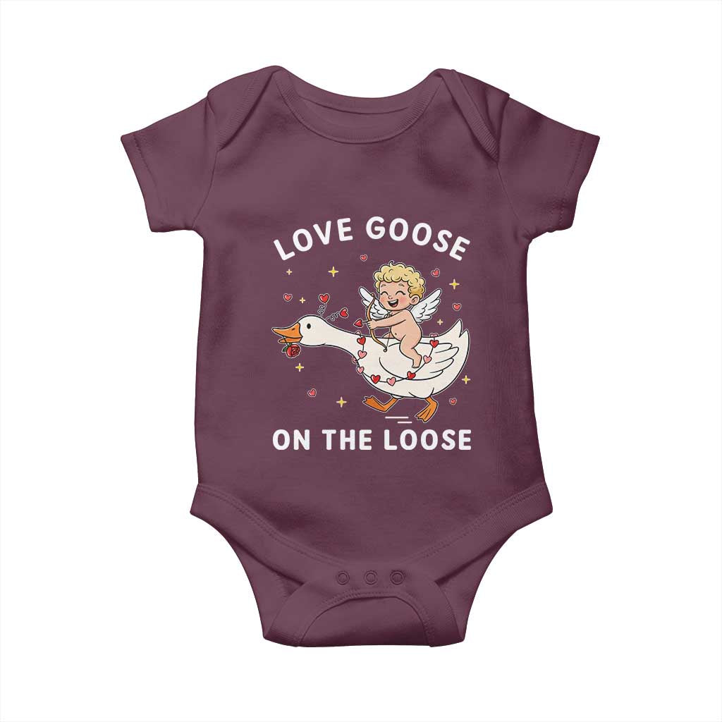 Funny Valentine Goose Baby Onesie Love Goose On The Loose - Wonder Print Shop