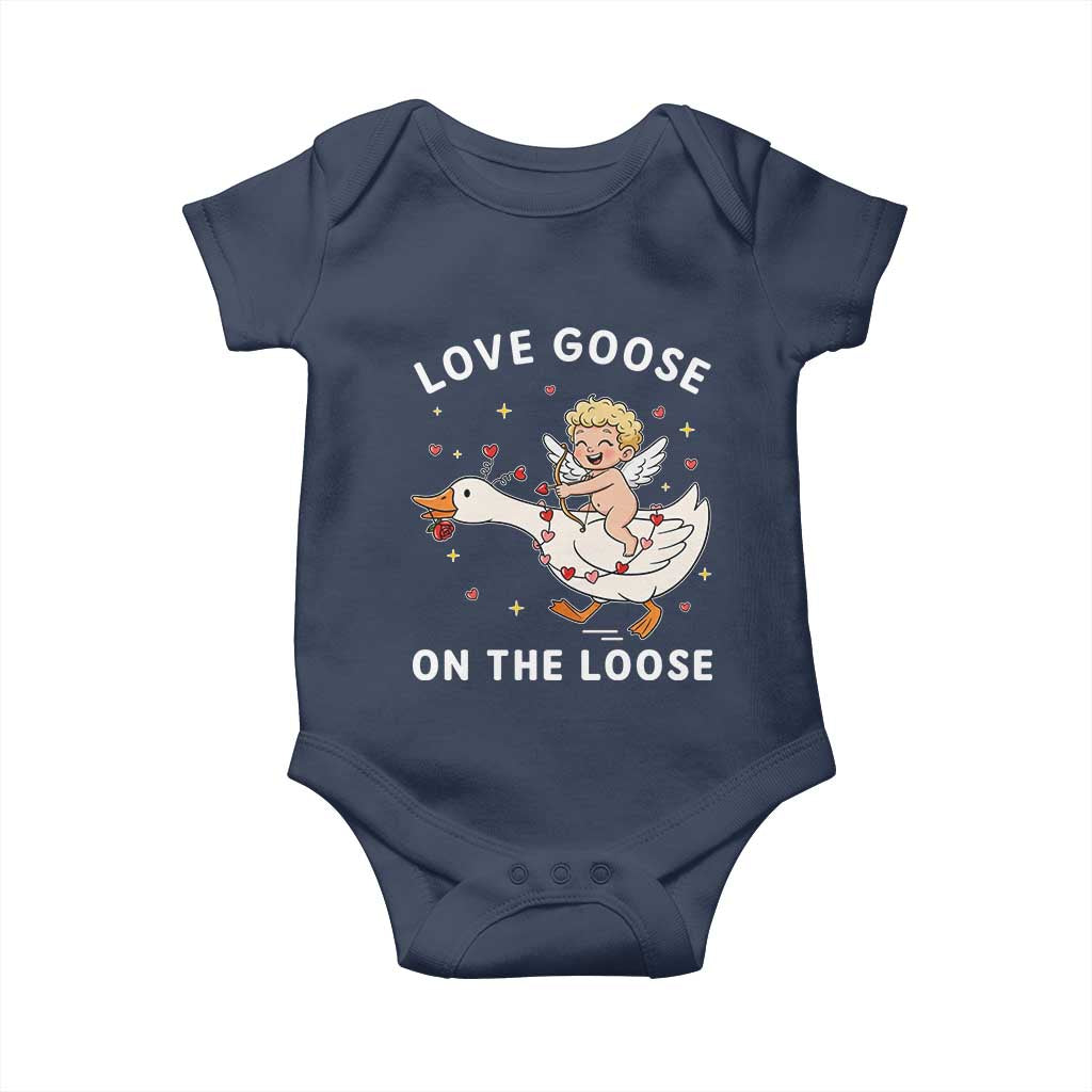 Funny Valentine Goose Baby Onesie Love Goose On The Loose - Wonder Print Shop