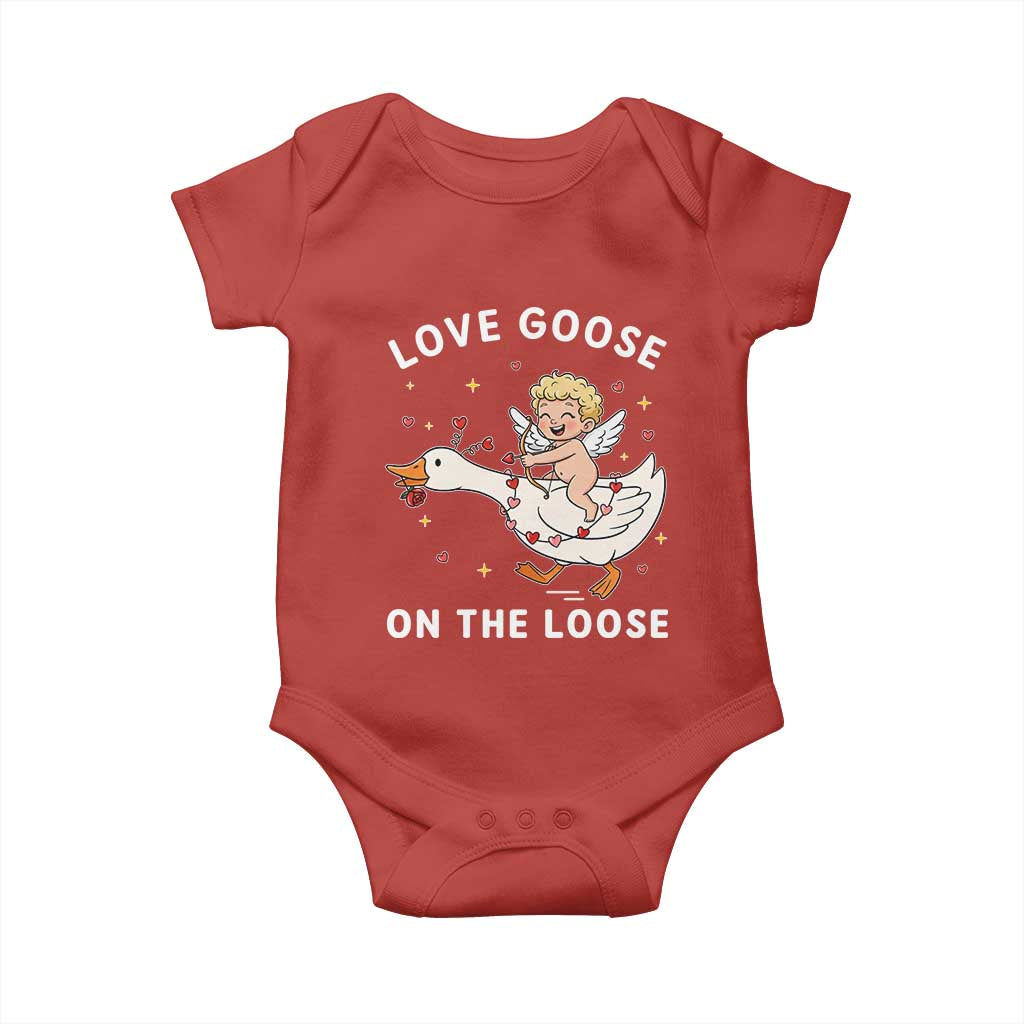 Funny Valentine Goose Baby Onesie Love Goose On The Loose - Wonder Print Shop