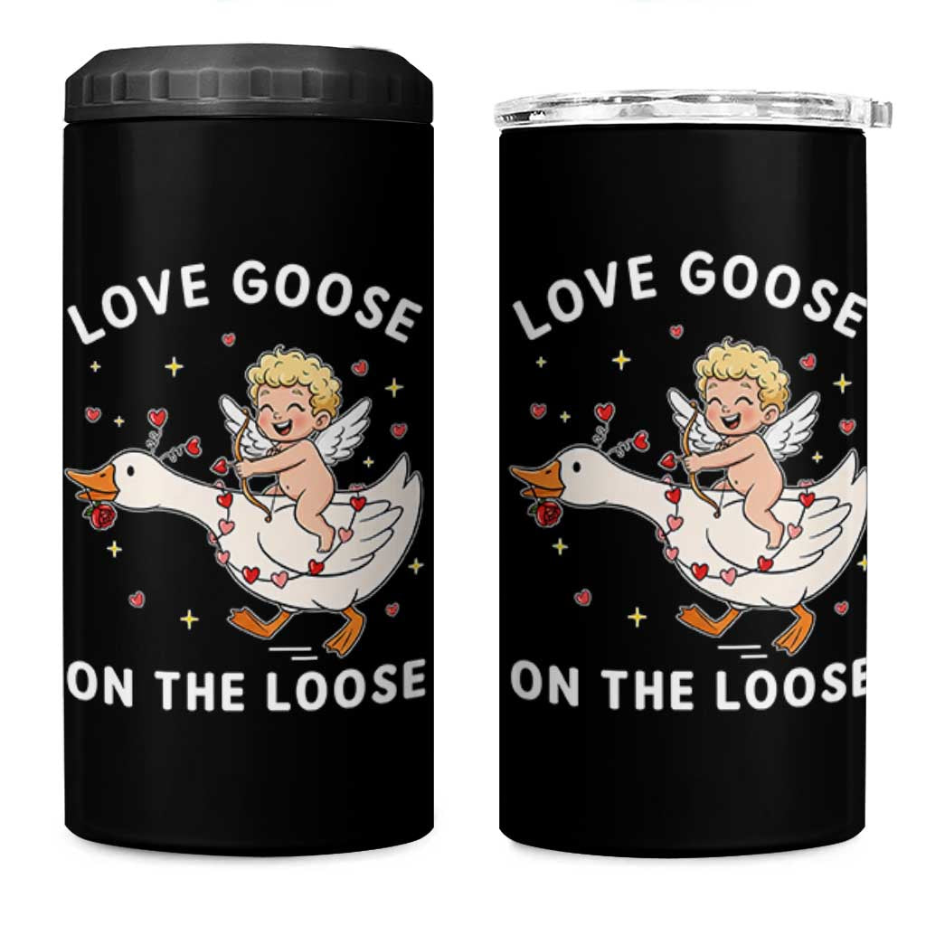 Funny Valentine Goose 4 in 1 Can Cooler Tumbler Love Goose On The Loose - Wonder Print Shop