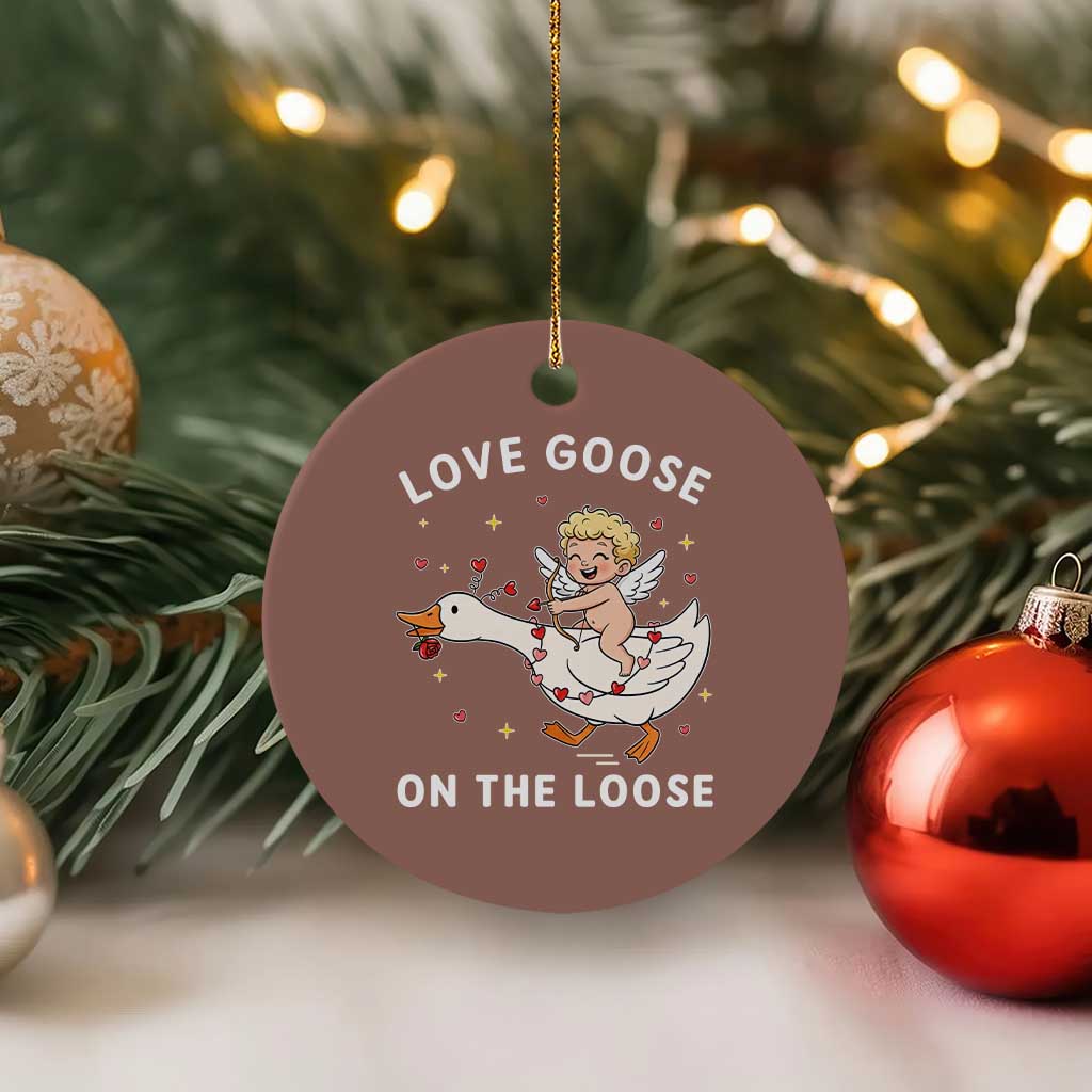 Funny Valentine Goose Ceramic Ornament Love Goose On The Loose - Wonder Print Shop