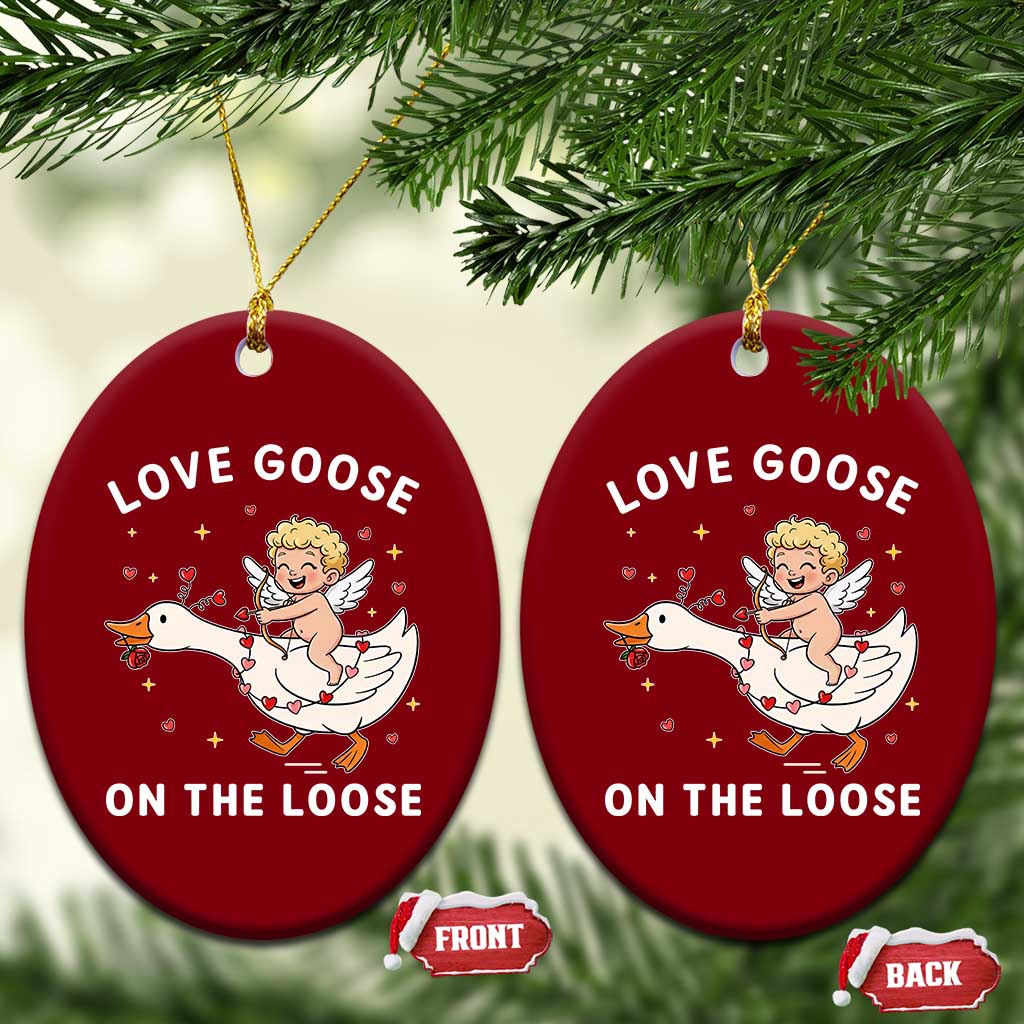 Funny Valentine Goose Ceramic Ornament Love Goose On The Loose - Wonder Print Shop