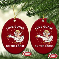 Funny Valentine Goose Ceramic Ornament Love Goose On The Loose - Wonder Print Shop