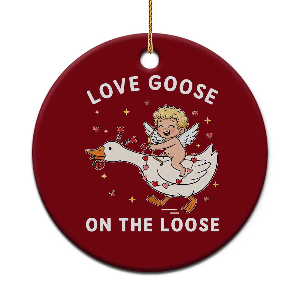 Funny Valentine Goose Ceramic Ornament Love Goose On The Loose - Wonder Print Shop