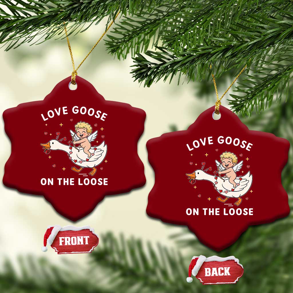 Funny Valentine Goose Ceramic Ornament Love Goose On The Loose - Wonder Print Shop