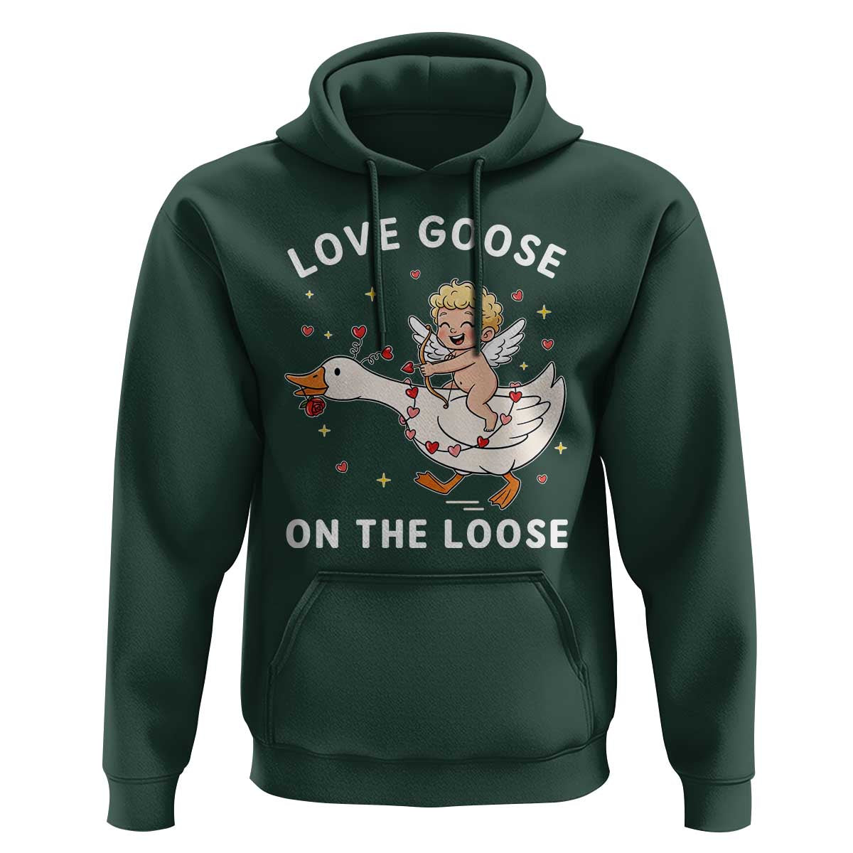 Funny Valentine Goose Hoodie Love Goose On The Loose - Wonder Print Shop