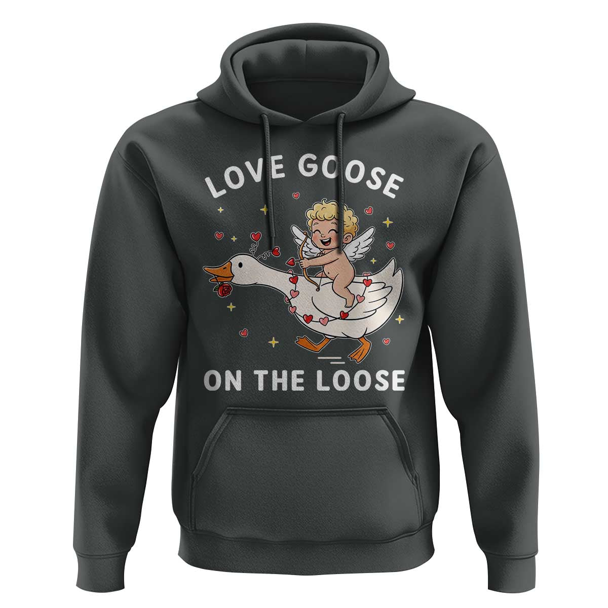 Funny Valentine Goose Hoodie Love Goose On The Loose - Wonder Print Shop