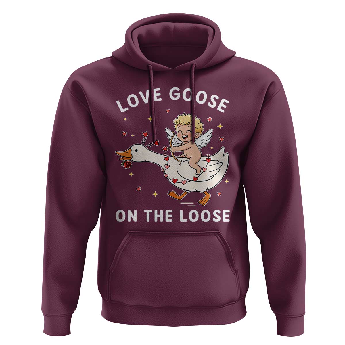 Funny Valentine Goose Hoodie Love Goose On The Loose - Wonder Print Shop