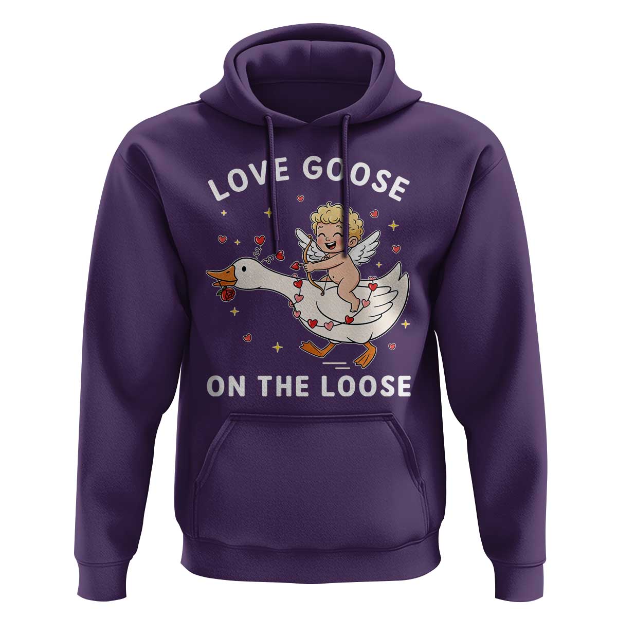 Funny Valentine Goose Hoodie Love Goose On The Loose - Wonder Print Shop