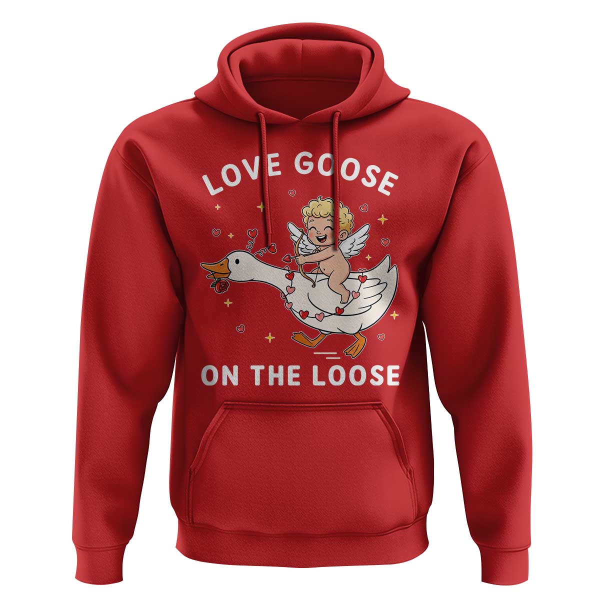 Funny Valentine Goose Hoodie Love Goose On The Loose - Wonder Print Shop