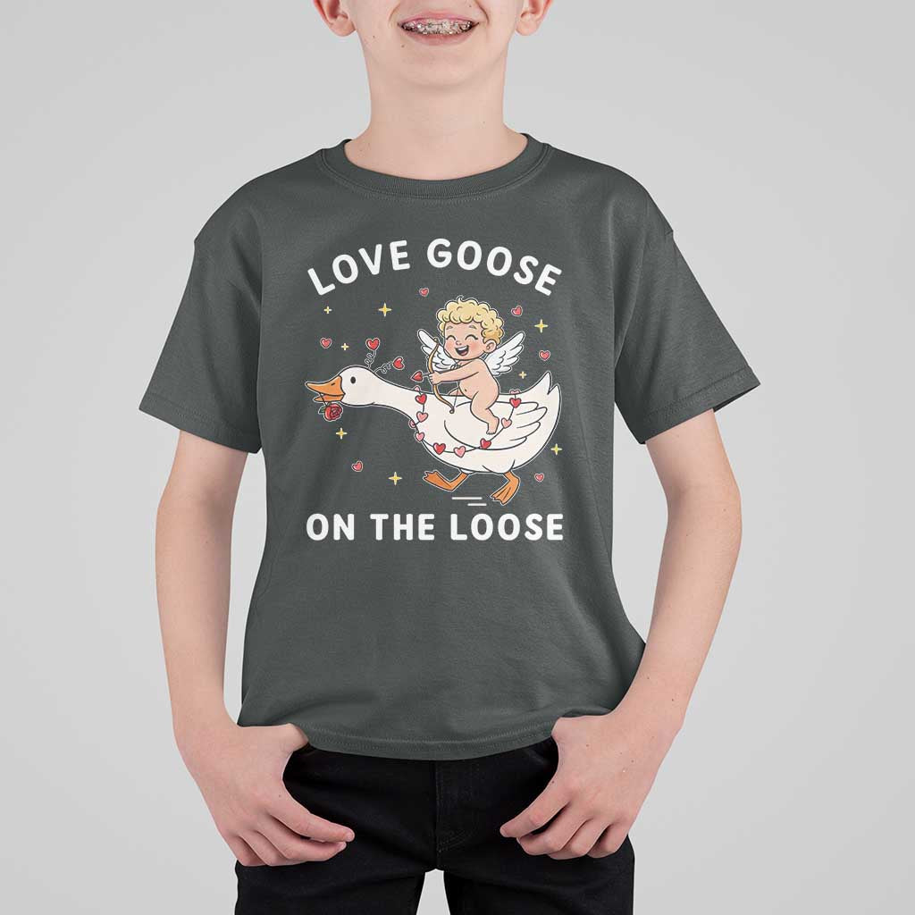 Funny Valentine Goose T Shirt For Kid Love Goose On The Loose - Wonder Print Shop