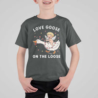 Funny Valentine Goose T Shirt For Kid Love Goose On The Loose - Wonder Print Shop