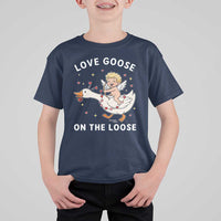 Funny Valentine Goose T Shirt For Kid Love Goose On The Loose - Wonder Print Shop