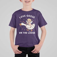 Funny Valentine Goose T Shirt For Kid Love Goose On The Loose - Wonder Print Shop