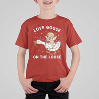 Funny Valentine Goose T Shirt For Kid Love Goose On The Loose - Wonder Print Shop