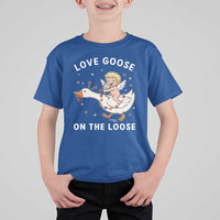 Funny Valentine Goose T Shirt For Kid Love Goose On The Loose - Wonder Print Shop