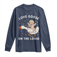 Funny Valentine Goose Long Sleeve Shirt Love Goose On The Loose - Wonder Print Shop