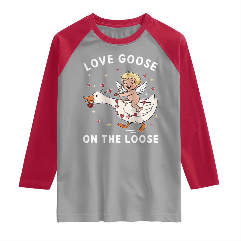 Funny Valentine Goose Raglan Shirt Love Goose On The Loose - Wonder Print Shop