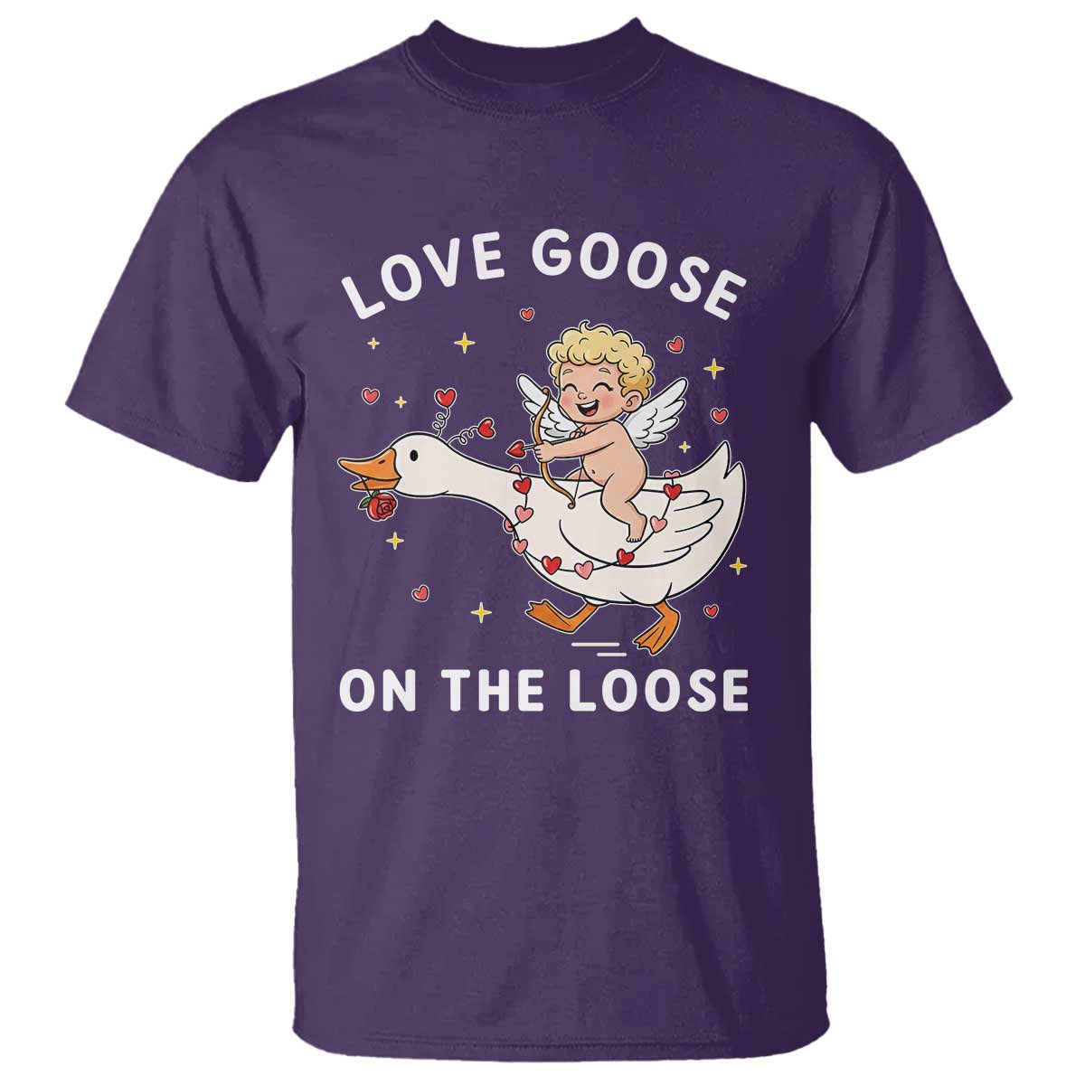 Funny Valentine Goose T Shirt Love Goose On The Loose - Wonder Print Shop