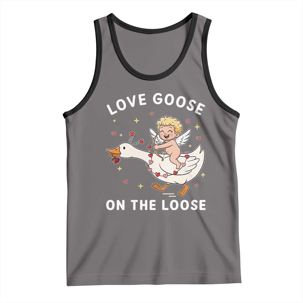 Funny Valentine Goose Tank Top Love Goose On The Loose - Wonder Print Shop