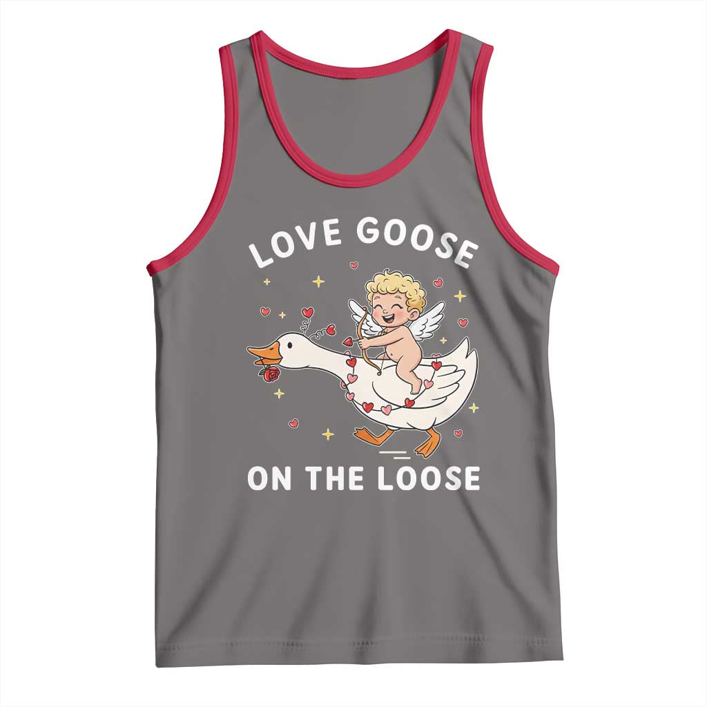 Funny Valentine Goose Tank Top Love Goose On The Loose - Wonder Print Shop