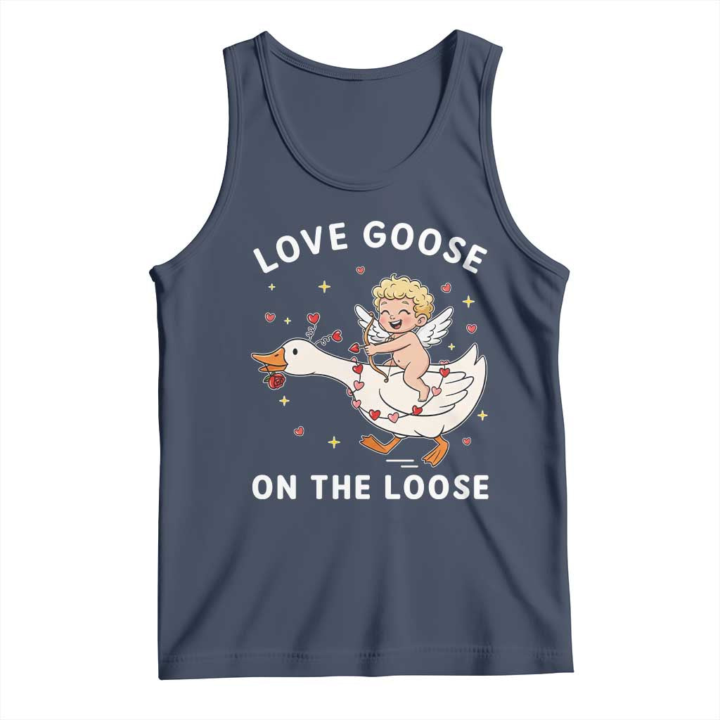 Funny Valentine Goose Tank Top Love Goose On The Loose - Wonder Print Shop