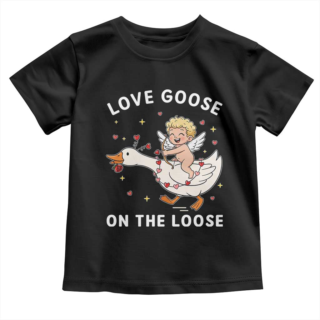 Funny Valentine Goose Toddler T Shirt Love Goose On The Loose - Wonder Print Shop