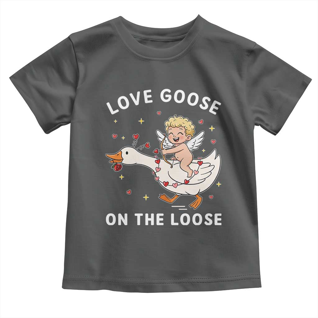 Funny Valentine Goose Toddler T Shirt Love Goose On The Loose - Wonder Print Shop