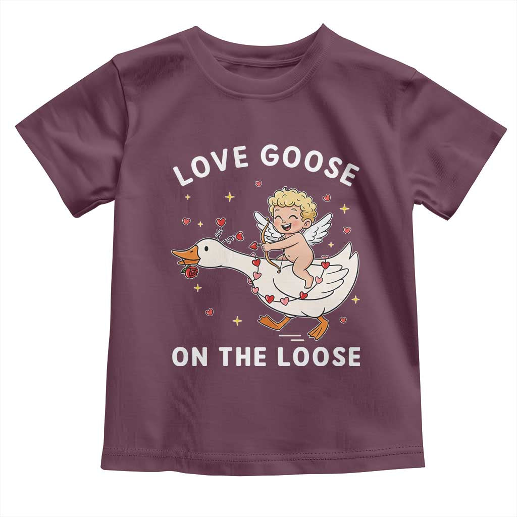 Funny Valentine Goose Toddler T Shirt Love Goose On The Loose - Wonder Print Shop
