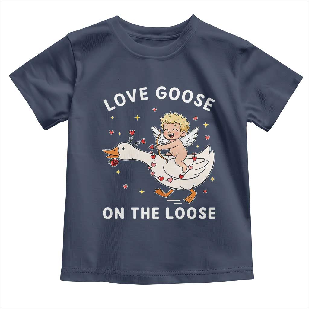 Funny Valentine Goose Toddler T Shirt Love Goose On The Loose - Wonder Print Shop