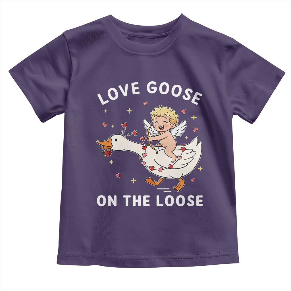 Funny Valentine Goose Toddler T Shirt Love Goose On The Loose - Wonder Print Shop