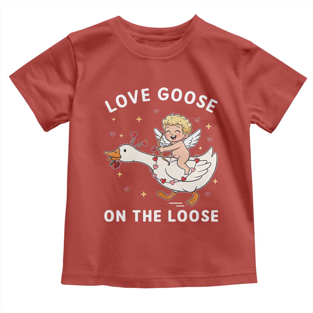 Funny Valentine Goose Toddler T Shirt Love Goose On The Loose - Wonder Print Shop