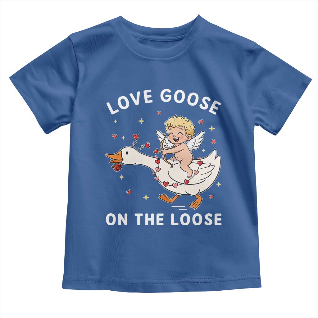 Funny Valentine Goose Toddler T Shirt Love Goose On The Loose - Wonder Print Shop
