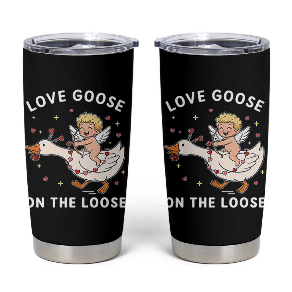 Funny Valentine Goose Tumbler Cup Love Goose On The Loose - Wonder Print Shop