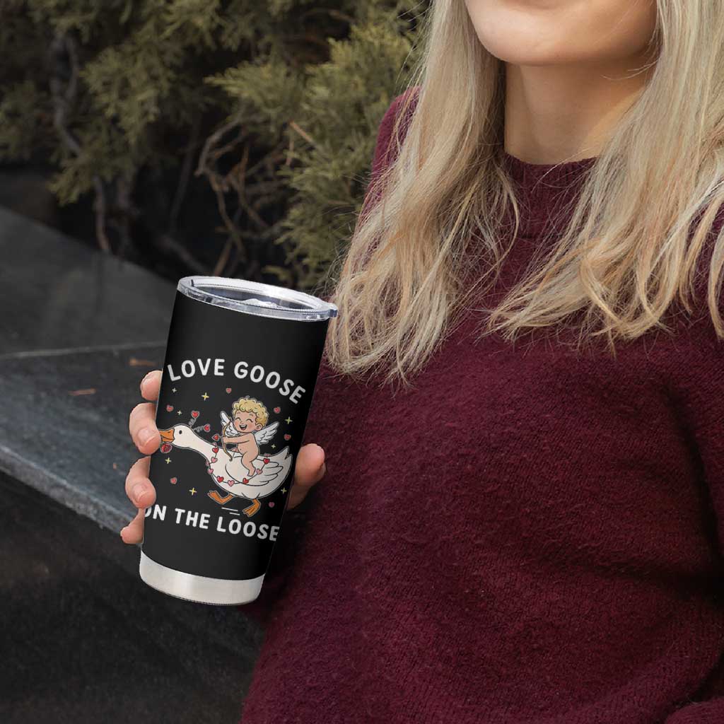 Funny Valentine Goose Tumbler Cup Love Goose On The Loose - Wonder Print Shop