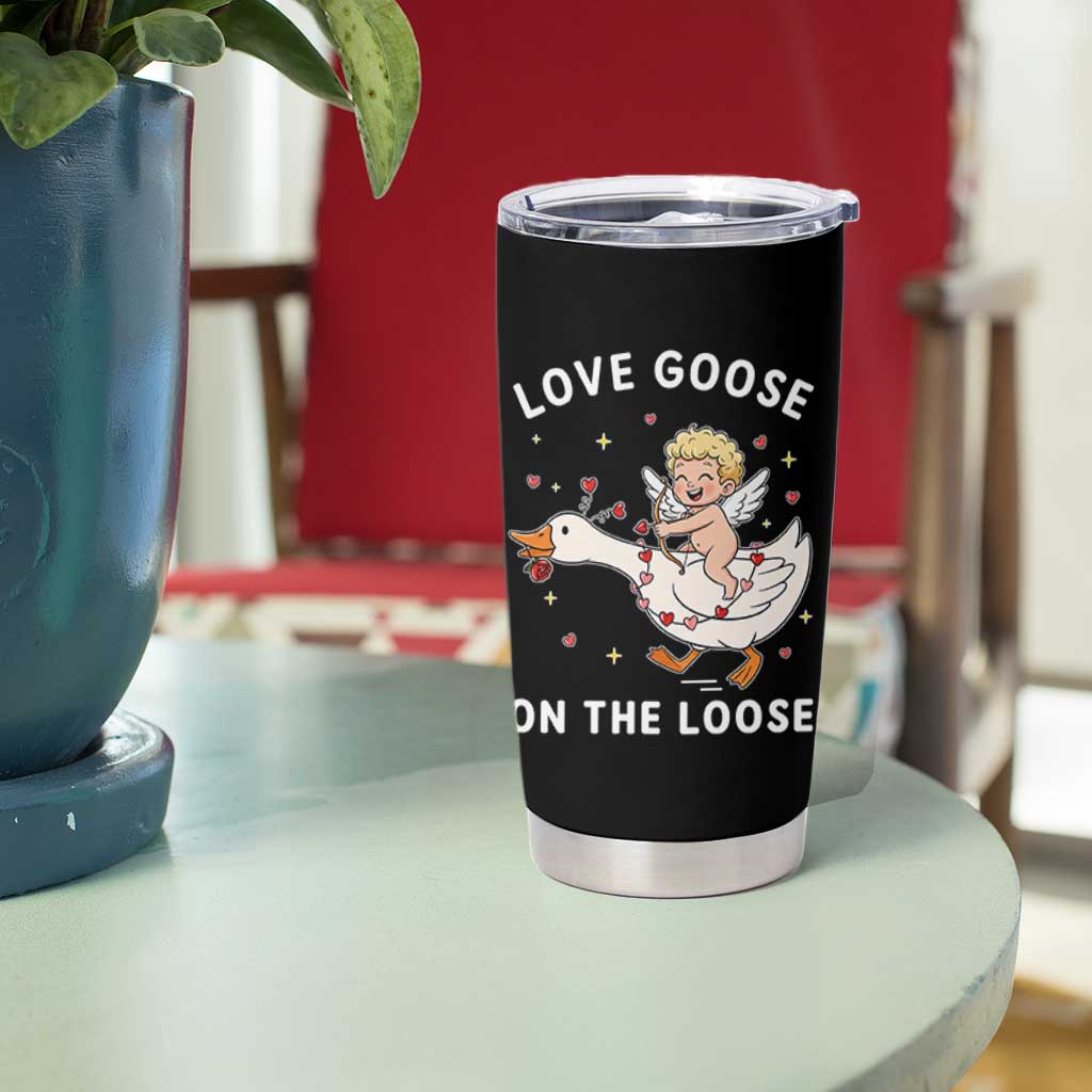 Funny Valentine Goose Tumbler Cup Love Goose On The Loose - Wonder Print Shop